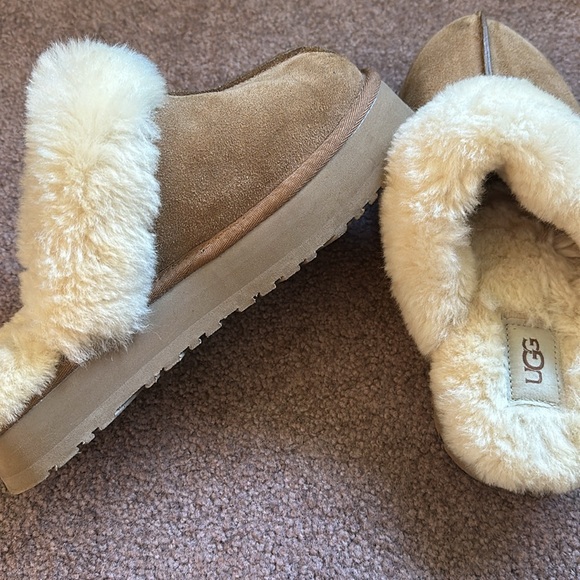 Ugg Disquette Suede Fur Platform Slippers - Picture 5 of 9